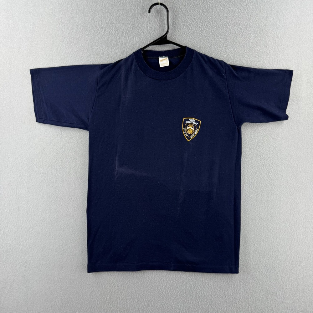 Vintage NYPD Shirt Mens Medium Thin 80s Single Stitch Made in USA Faded Police